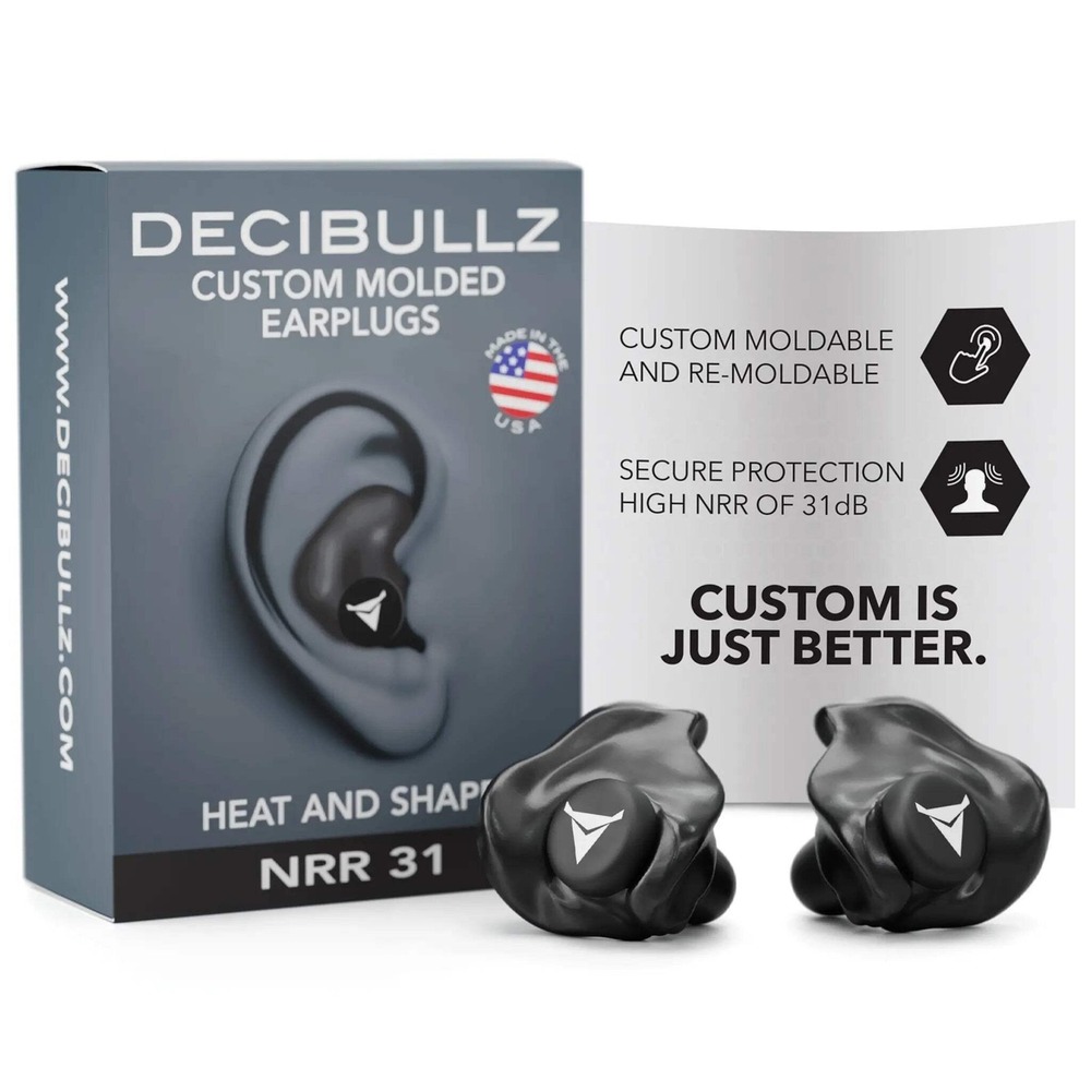 Decibullz Custom Molded Earplugs Heat‎ Shape NRR 31db Black Hearing Protection